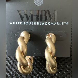 WHBM Twisted Brushed Gold Hoop Earrings